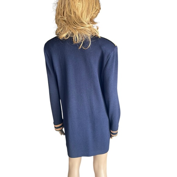 Vintage St. John by Marie grey Women's Navy Blue/red/gold cardigan size 10 - Picture 4 of 13